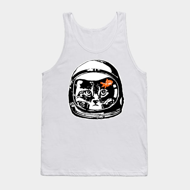 Space Cat and the Goldfish Tank Top by NewSignCreation